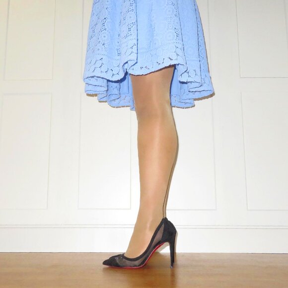 Kris & Jessy Black Suede Leather & Mesh High Heel Stiletto Pumps US 8.5 - Picture 7 of 14